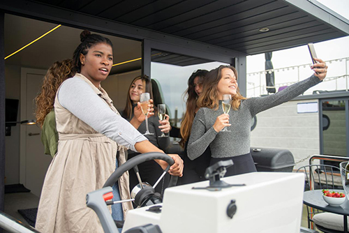 Women with Champagne on Boat